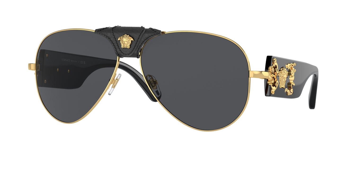 Versace VE2150Q Pilot Sunglasses  100287-Gold 62-140-14 - Color Map Gold