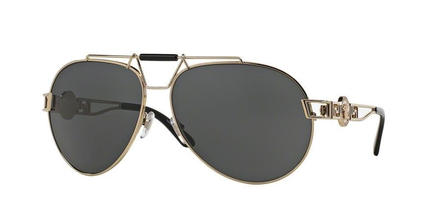 Versace VE2160 Pilot Sunglasses  125287-PALE GOLD 63-14-135 - Color Map gold