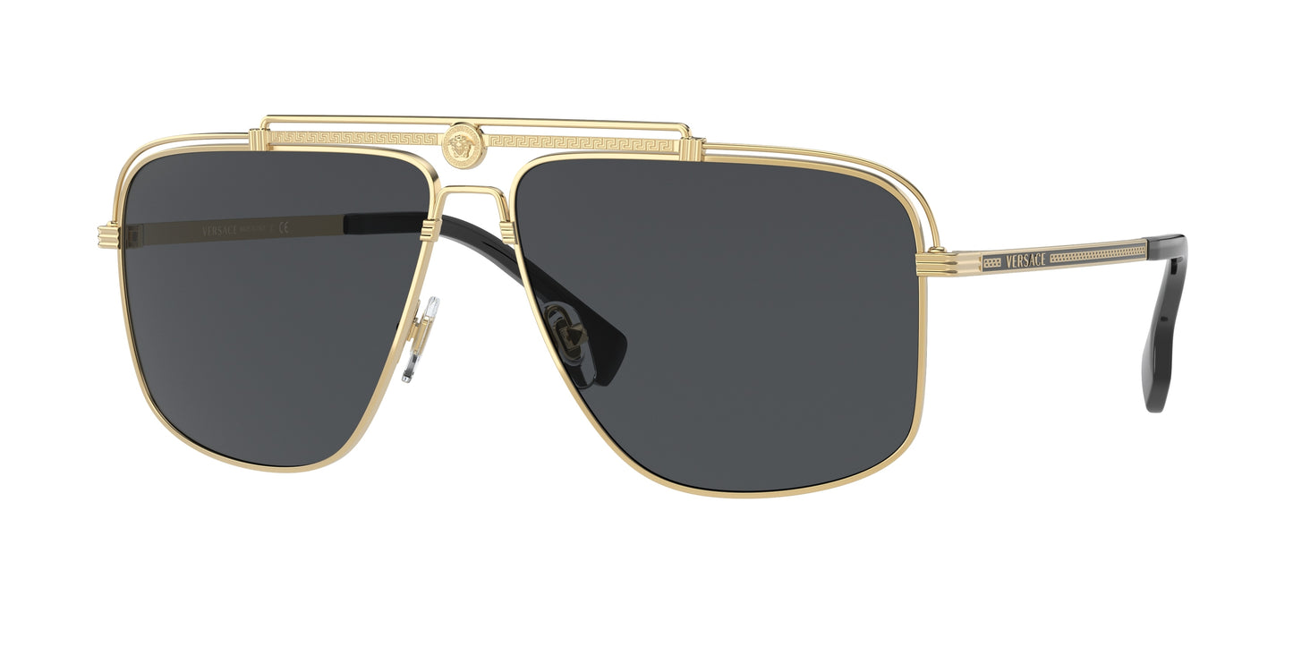 Versace VE2242 Rectangle Sunglasses  100287-Gold 61-145-13 - Color Map Gold