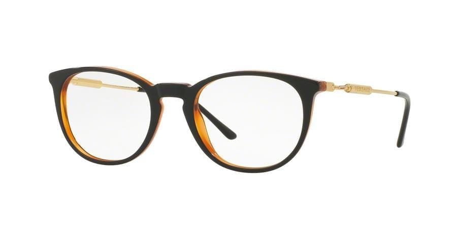 Versace VE3227 Phantos Eyeglasses  138-BLACK/TRANSPARENT ORANGE 51-20-140 - Color Map black