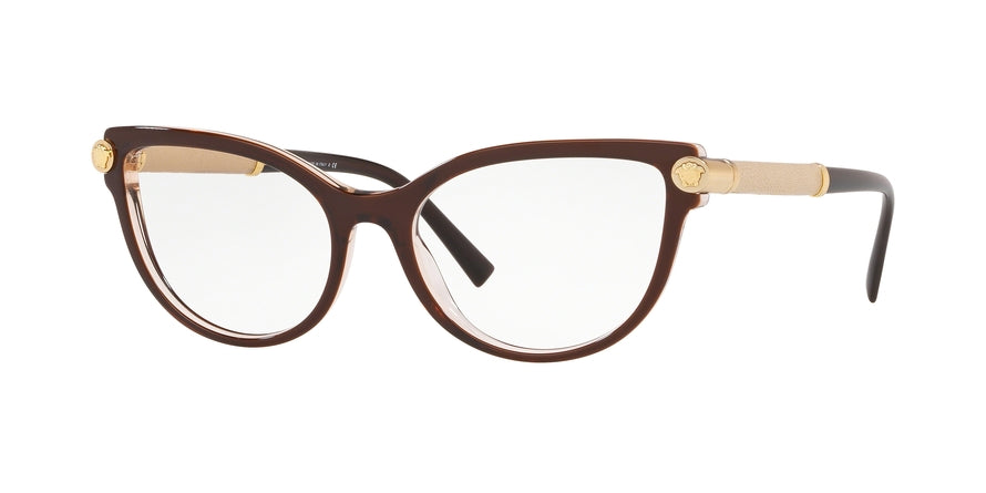 Versace - VE3270Q Cat Eye Eyeglasses  5300-TRANSPARENT BROWN/CRYSTAL 52-17-140 - Color Map brown