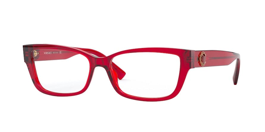 Versace VE3284B Rectangle Eyeglasses  5280-TRANSPARENT RED 54-15-140 - Color Map red