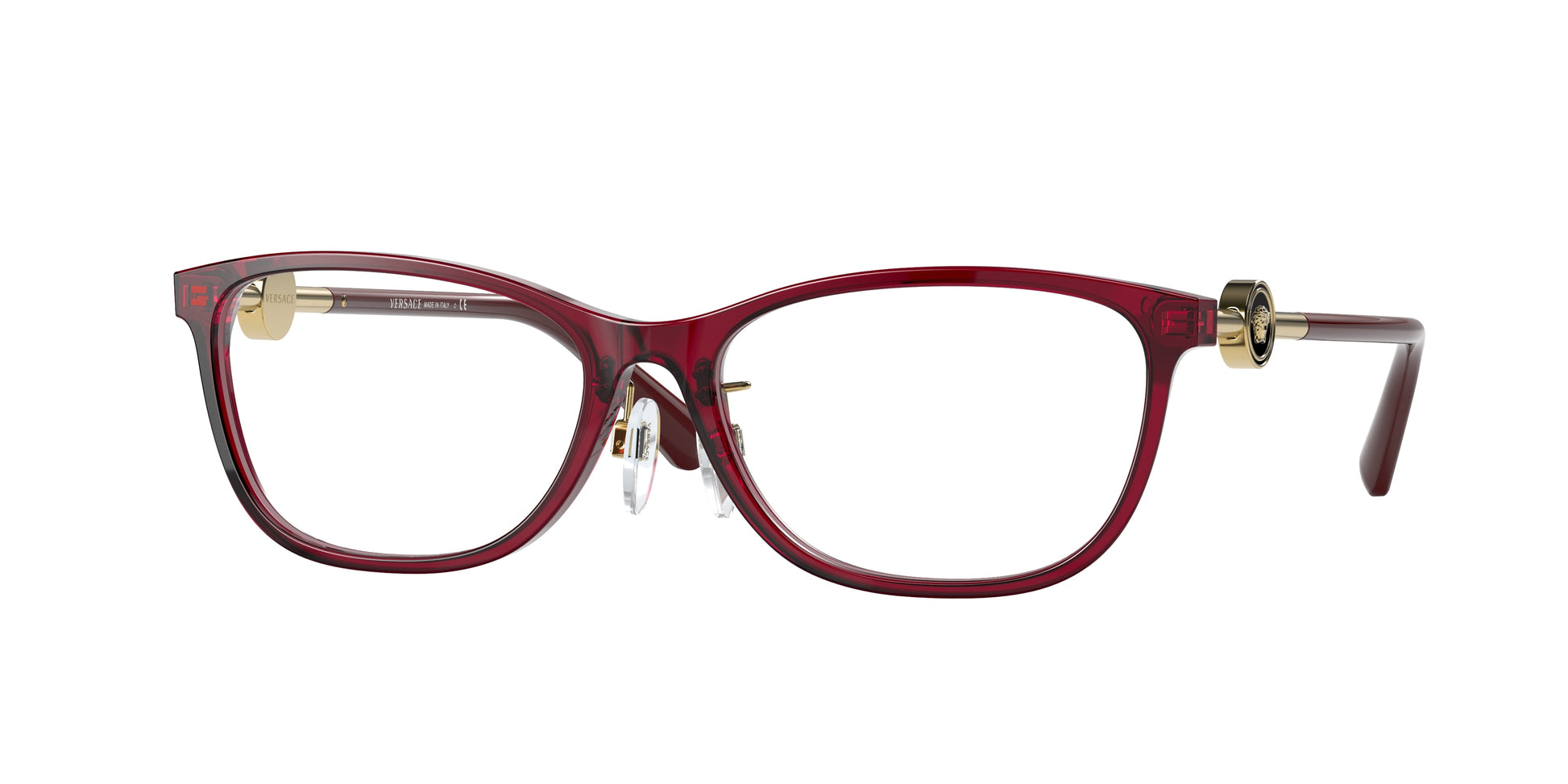 Versace VE3297D Phantos Eyeglasses  388-Transparent Red 55-140-16 - Color Map Red