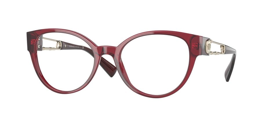 Versace VE3307F Cat Eye Eyeglasses  388-TRANSPARENT RED 54-19-140 - Color Map red