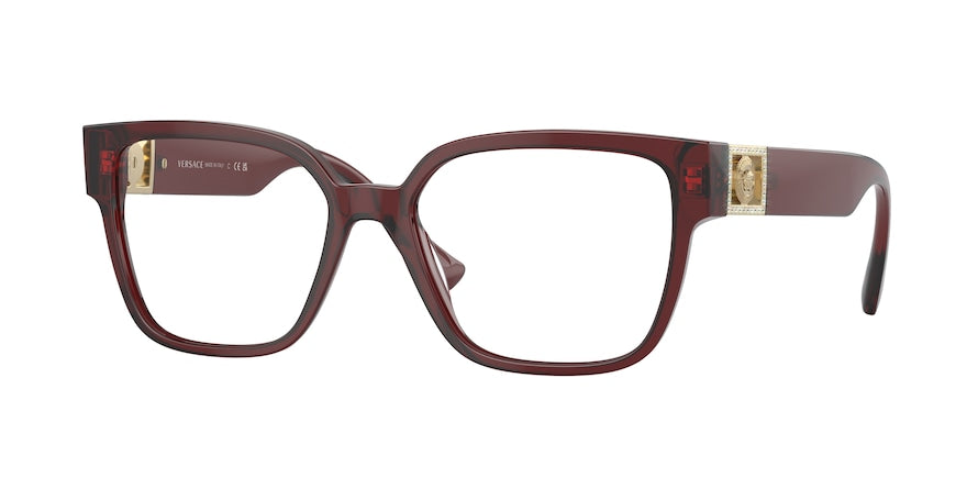 Versace VE3329BF Square Eyeglasses  5385-TRANSPARENT PARADE RED 54-17-145 - Color Map red