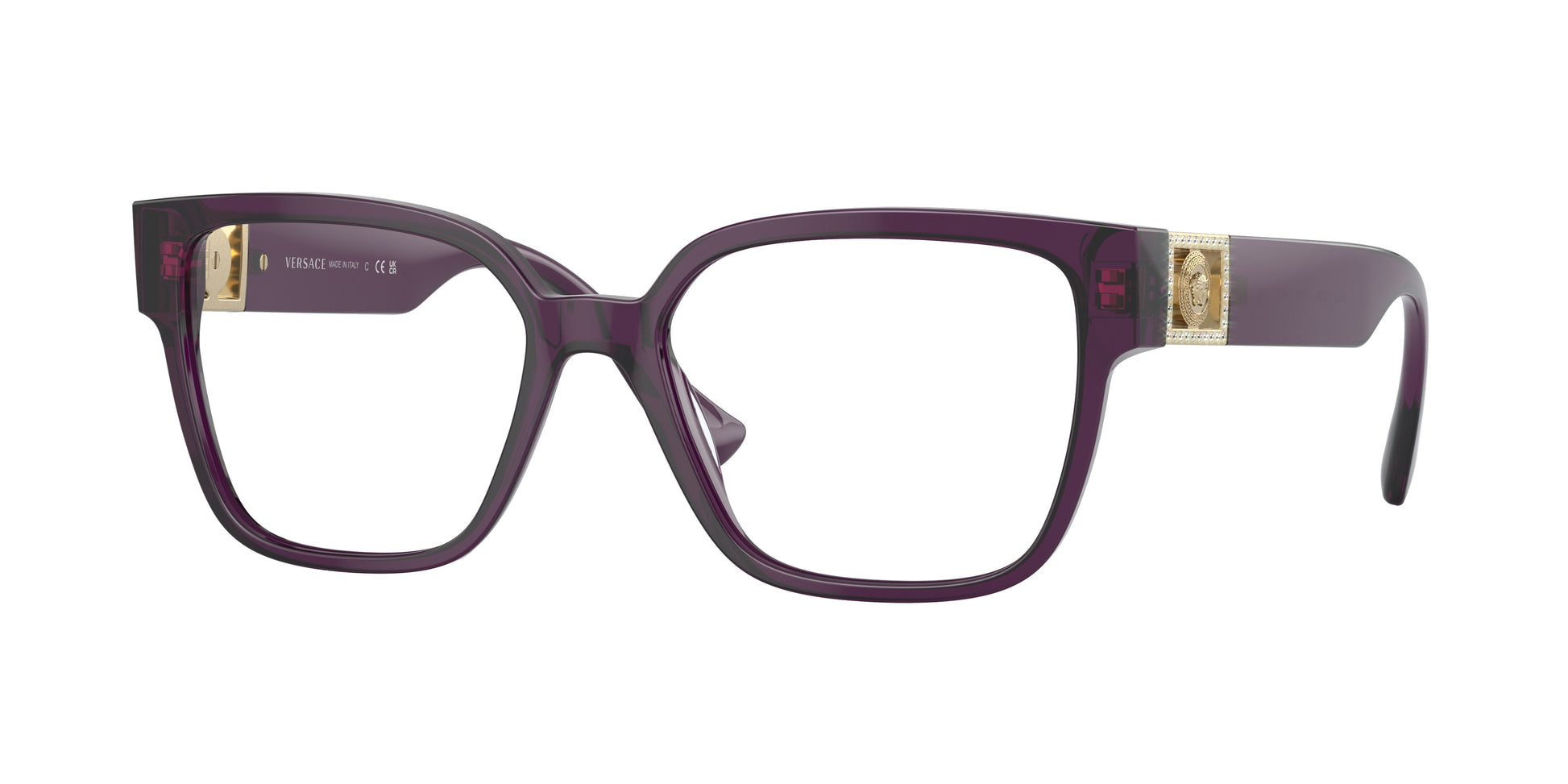 Versace VE3329B Square Eyeglasses  5384-Transparent Plum 54-145-17 - Color Map Violet