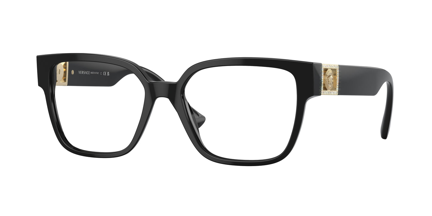 Versace VE3329B Square Eyeglasses  GB1-Black 54-145-17 - Color Map Black