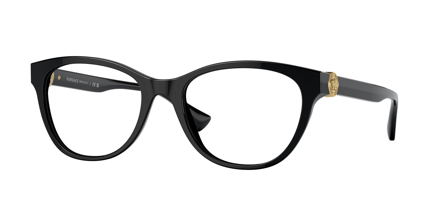 Versace VE3330 Cat Eye Eyeglasses  GB1-Black 55-145-19 - Color Map Black