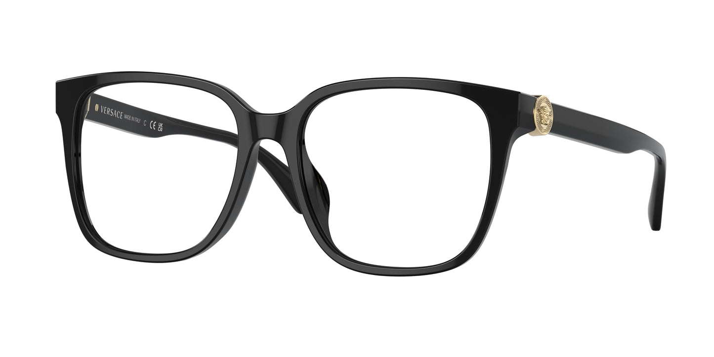 Versace VE3332D Square Eyeglasses  GB1-Black 55-145-17 - Color Map Black