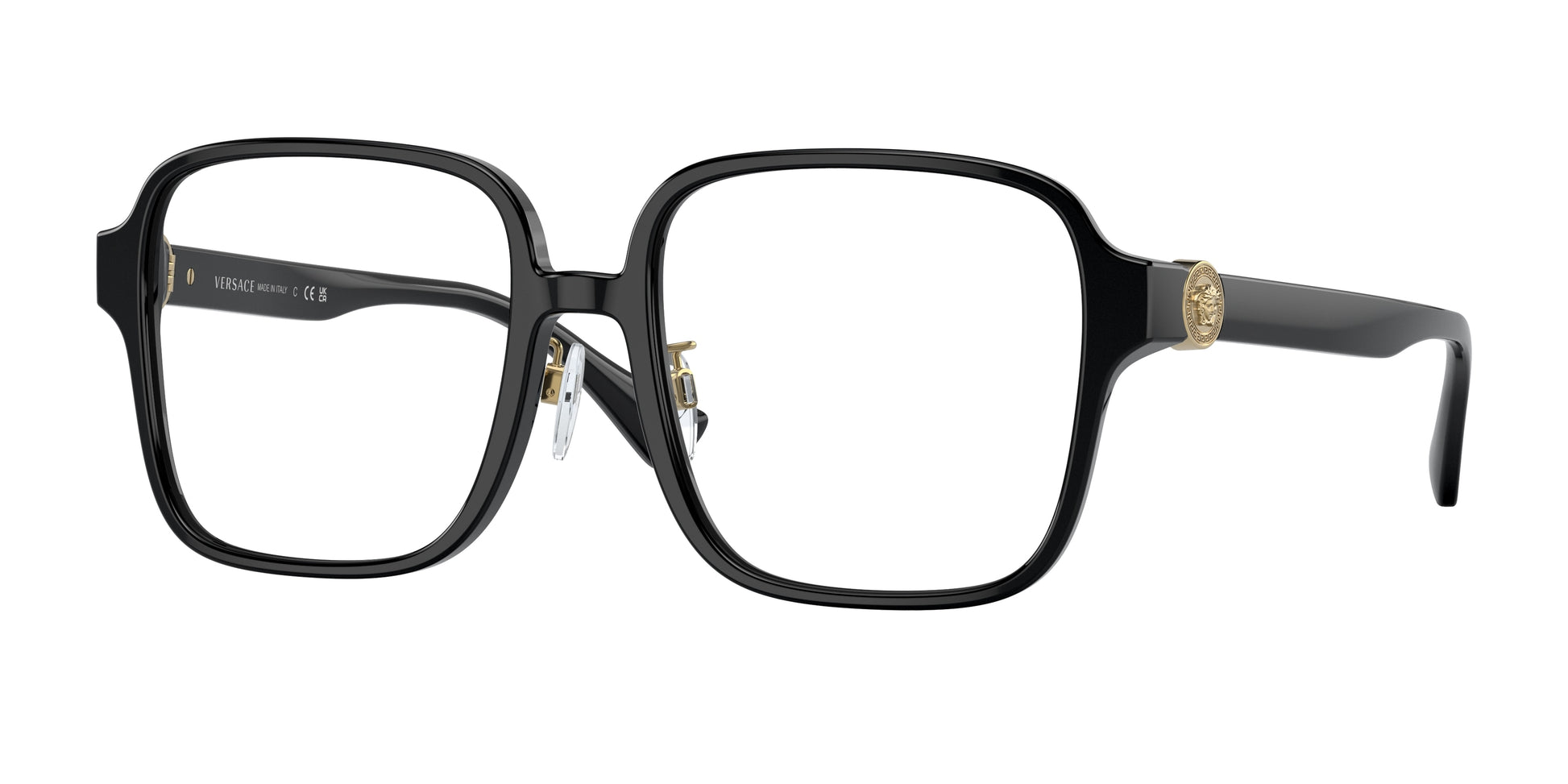 Versace VE3333D Square Eyeglasses  GB1-Black 56-145-18 - Color Map Black