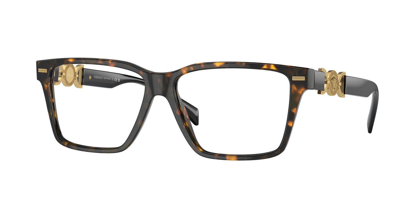 Versace VE3335 Rectangle Eyeglasses  5404-Havana 54-140-14 - Color Map Tortoise