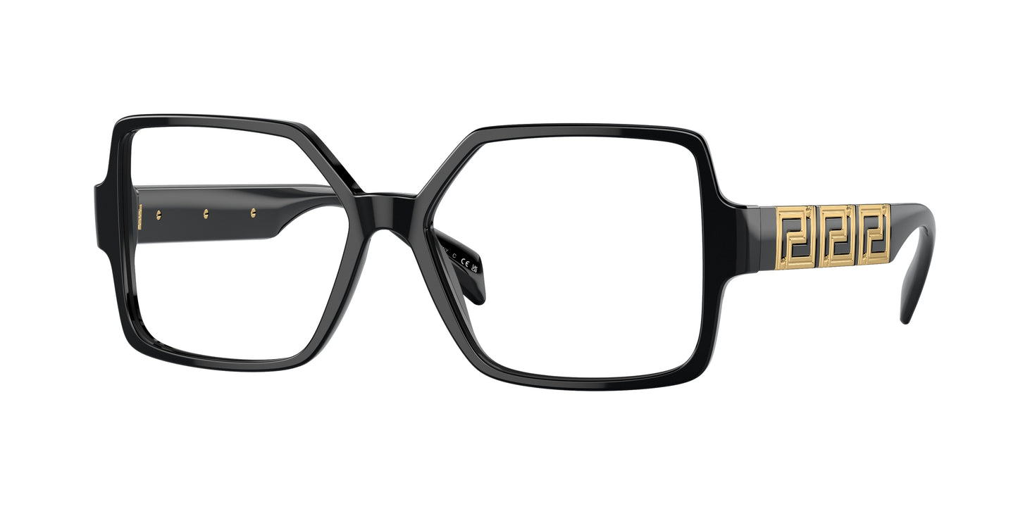 Versace VE3337 Square Eyeglasses  GB1-Black 55-140-15 - Color Map Black