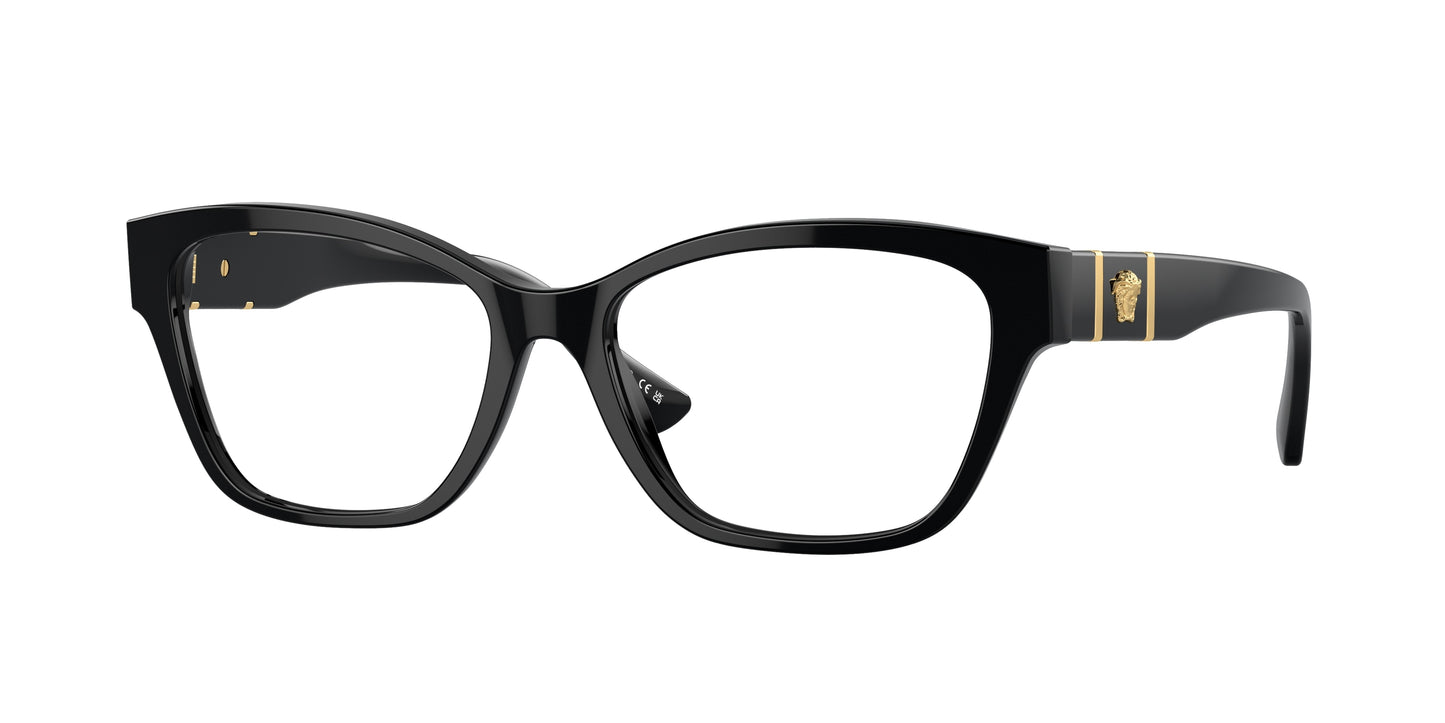 Versace VE3344F Cat Eye Eyeglasses  GB1-Black 54-140-16 - Color Map Black