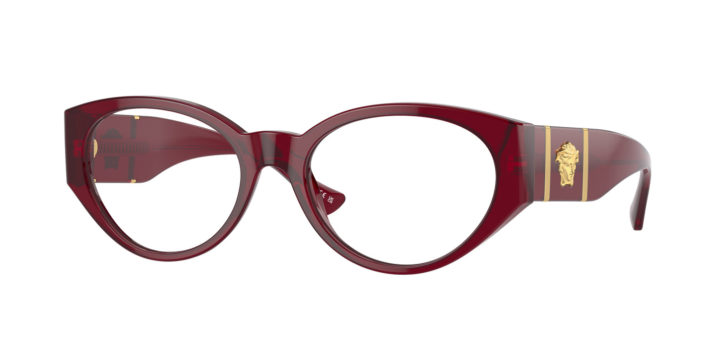 Versace VE3345 Oval Eyeglasses  5430-Bordeaux Transparent 54-140-18 - Color Map Red