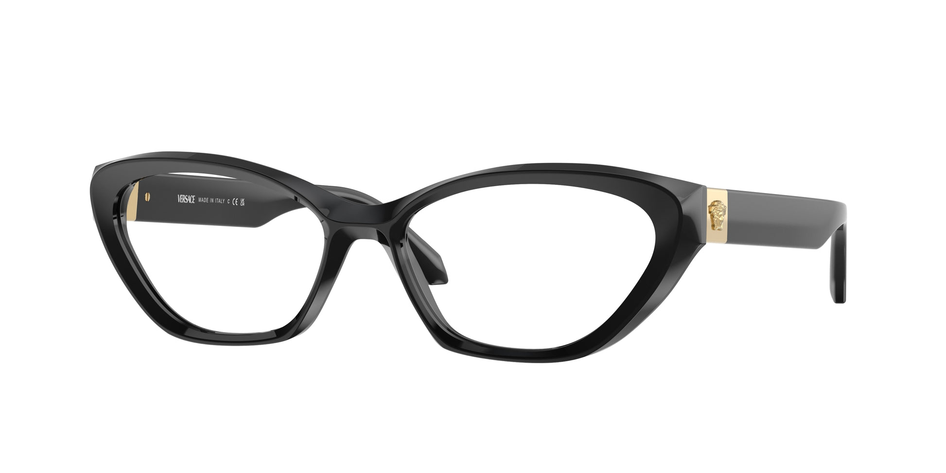 Versace VE3356 Cat Eye Eyeglasses  GB1-Black 55-140-16 - Color Map Black