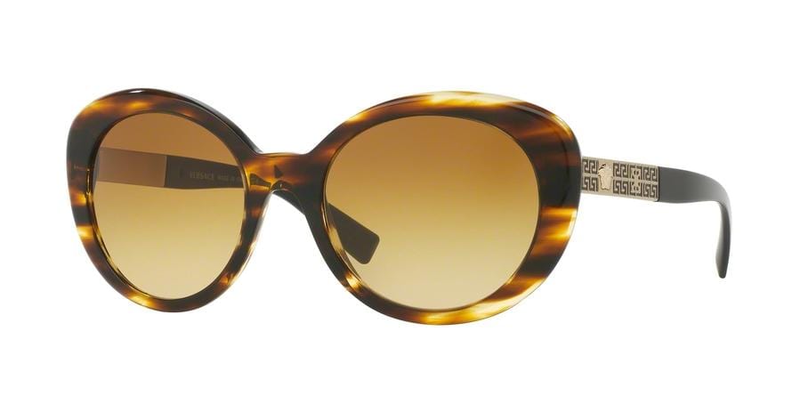 Versace VE4318 Oval Sunglasses  52022L-STRIPED HAVANA 55-20-140 - Color Map brown