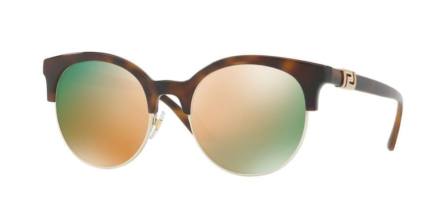 Versace VE4326B Round Sunglasses  51484Z-HAVANA/PALE GOLD 53-20-140 - Color Map brown