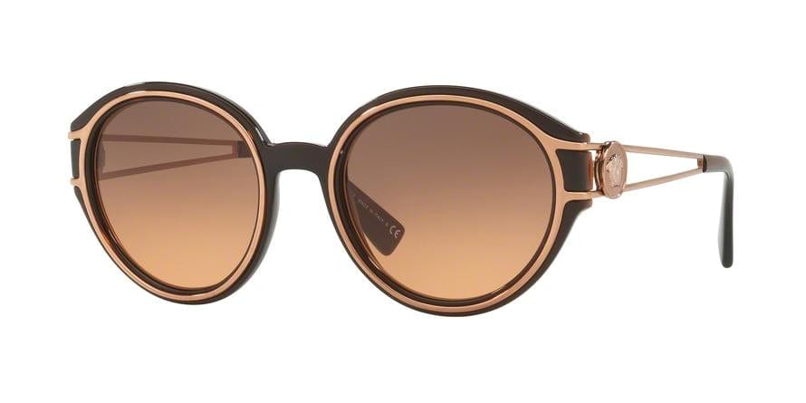 Versace VE4342 Round Sunglasses  509318-TRANSPARENT BROWN/PINK GOLD 53-21-140 - Color Map brown