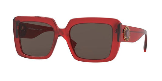 Versace VE4384BF Square Sunglasses  528073-TRANSPARENT RED 54-19-140 - Color Map red