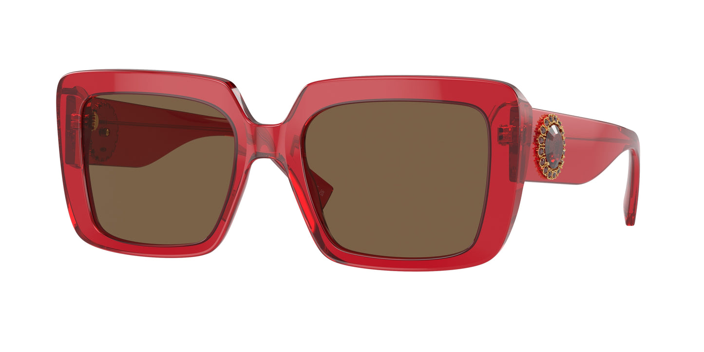 Versace VE4384B Square Sunglasses  528073-Transparent Red 54-140-19 - Color Map Red