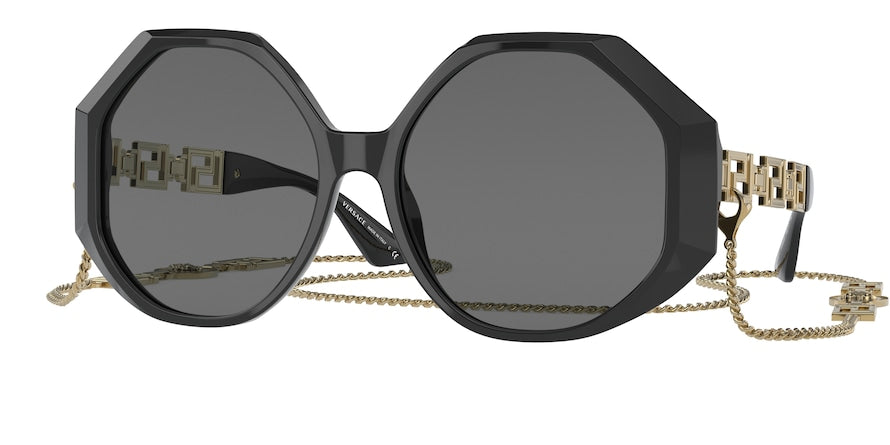 Versace VE4395F Square Sunglasses  534587-BLACK 59-17-145 - Color Map black