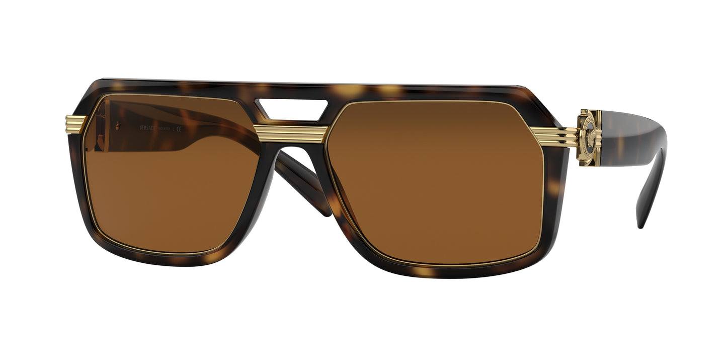 Versace VE4399 Rectangle Sunglasses  108/73-Havana 58-145-18 - Color Map Tortoise
