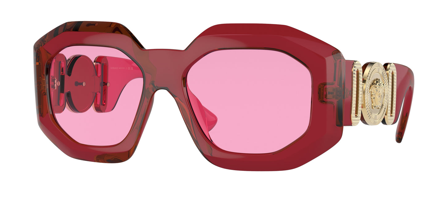Versace VE4424U Irregular Sunglasses  388/5-Transparent Red 56-145-18 - Color Map Red