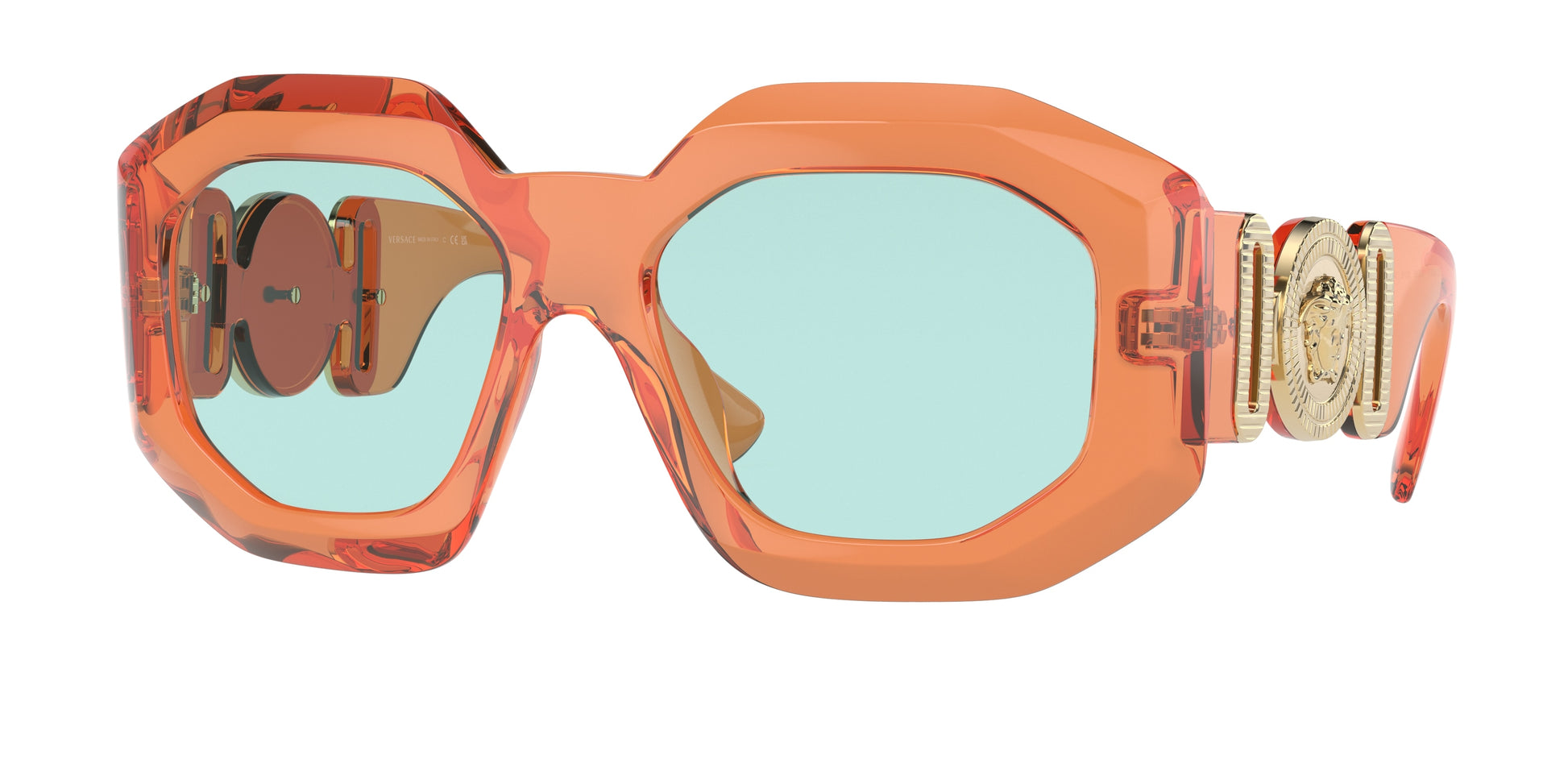 Versace VE4424U Irregular Sunglasses  536265-Transparent Orange 56-145-18 - Color Map Orange