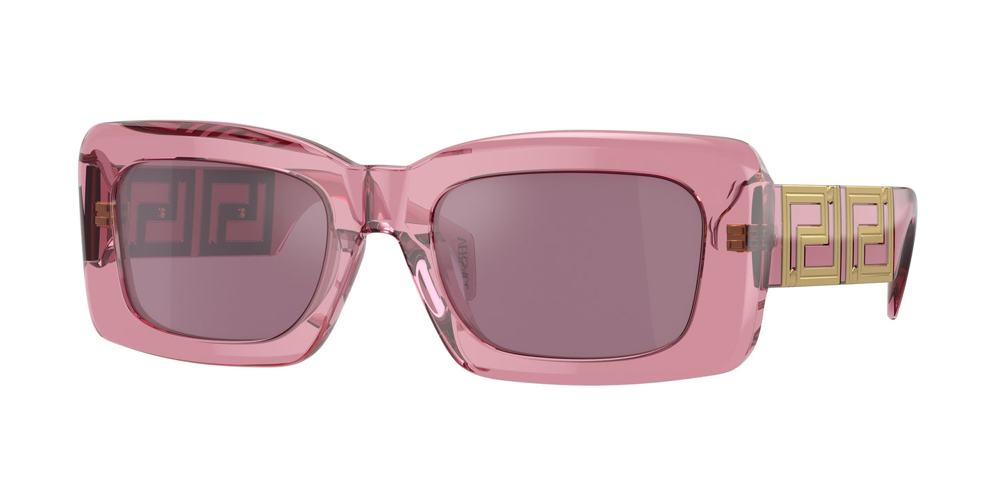 Versace VE4444U Rectangle Sunglasses  5355AK-Transparent Pink 54-140-21 - Color Map Pink