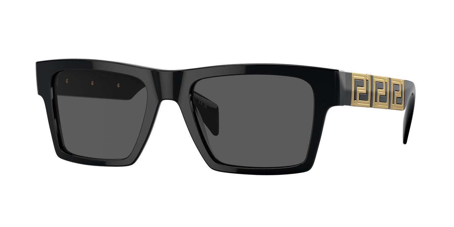 Versace VE4445F Rectangle Sunglasses  GB1/87-Black 54-145-19 - Color Map Black