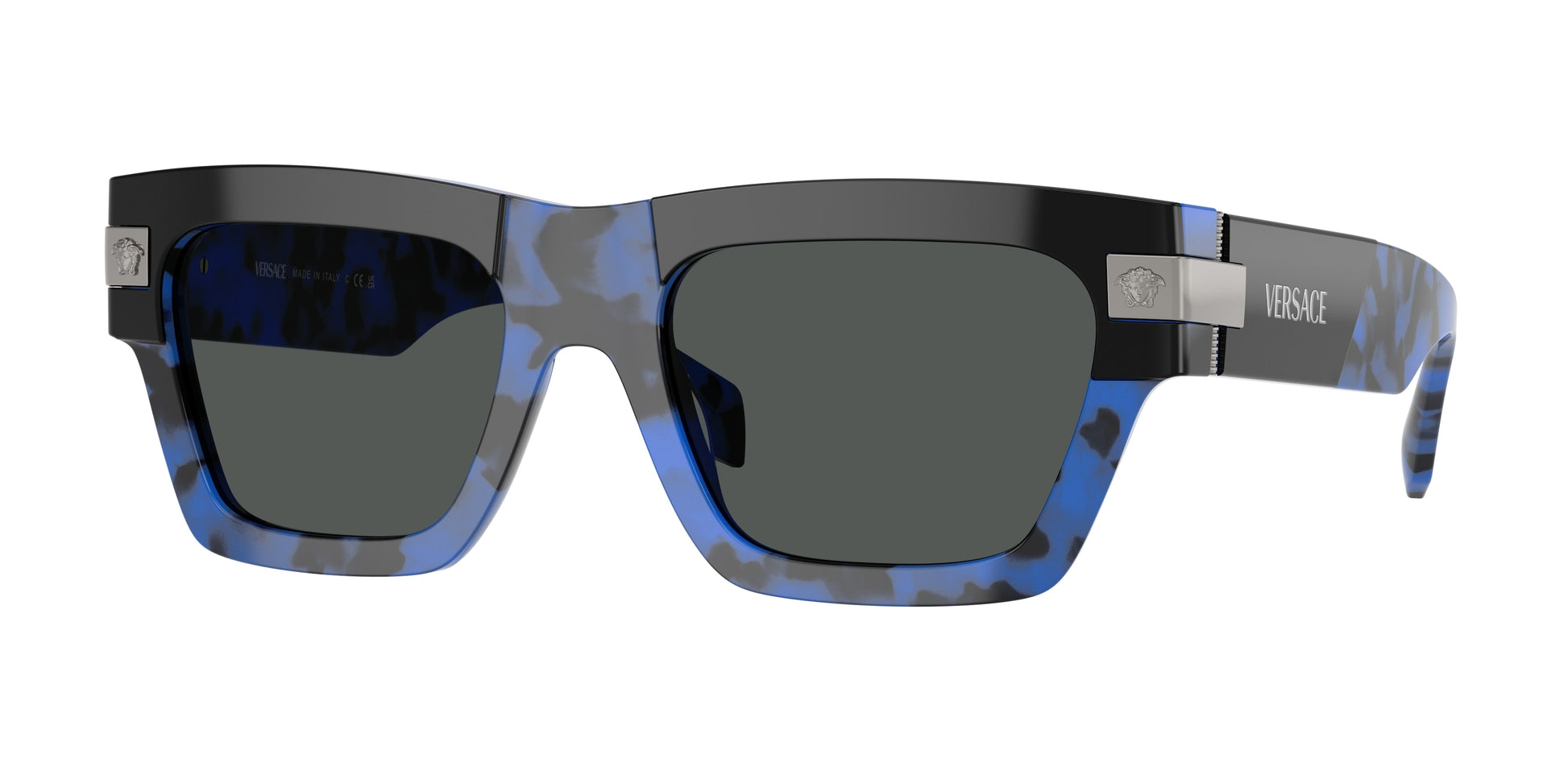 Versace VE4464 Rectangle Sunglasses  545887-Havana Blue 55-145-20 - Color Map Blue