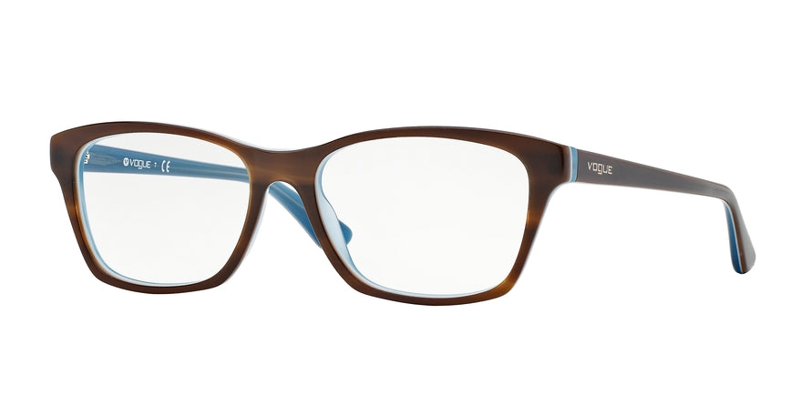 Vogue VO2714 Square Eyeglasses  2014-TOP STRIPED BROWN/AZURE 52-16-140 - Color Map brown