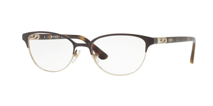 Vogue VO4066 Oval Eyeglasses  997-BROWN/PALE GOLD 53-17-140 - Color Map brown
