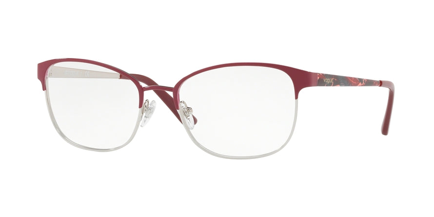 Vogue VO4072 Pillow Eyeglasses  5055-DARK RED/SILVER 52-18-140 - Color Map purple/reddish