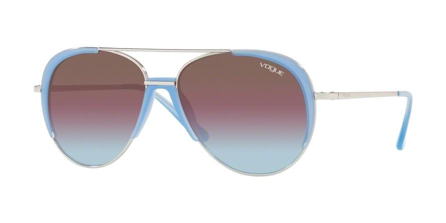Vogue VO4097S Pilot Sunglasses  323/H7-SILVER 58-14-135 - Color Map light blue