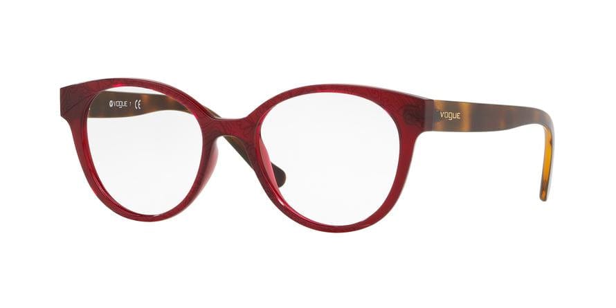 Vogue VO5244 Round Eyeglasses  2672-TOP OPAL DARK RED/SERIGRAPHY 51-17-140 - Color Map red