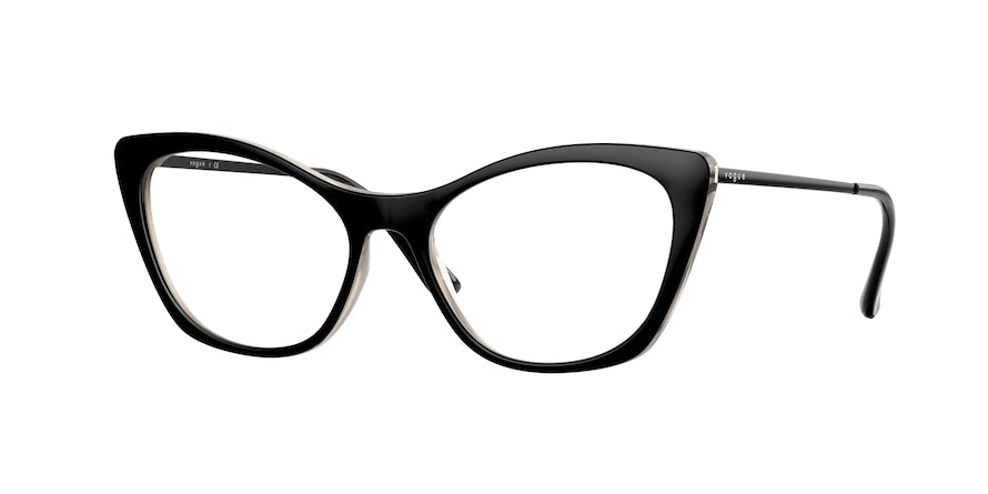 Vogue VO5355 Cat Eye Eyeglasses  2839-TOP BLACK/ BROWN SERIGRAPHY 51-16-135 - Color Map black