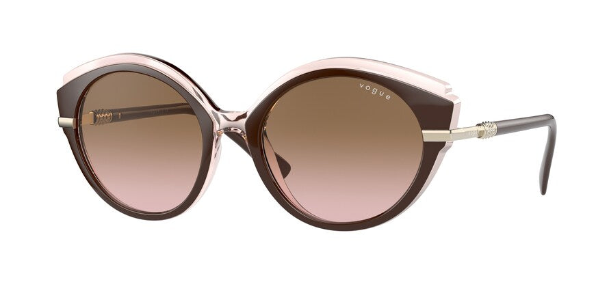 Vogue VO5385SB Oval Sunglasses  293411-TOP BROWN/TRANSPARENT PINK 53-19-135 - Color Map brown