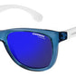  Carrerino 20 Rectangular Sunglasses 0WWK-White Blue Semi Matte Black