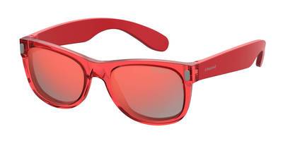 POLAROID P 0115 Rectangular Sunglasses 06XQ-Crystal Red
