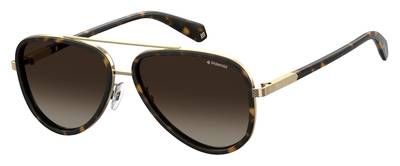  Pld 2073/S Aviator Sunglasses 0086-Dark Havana