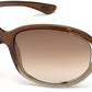 Tom Ford FT0008 Jennifer Geometric Sunglasses 38F-38F - Shiny Transparent Bronze / Gradient Brown Lenses