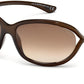 Tom Ford FT0008 Jennifer Geometric Sunglasses 692-692 - Dark Brown/ Gradient Brown Lenses