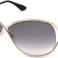 Tom Ford FT0130 Miranda Geometric Sunglasses 28B-28B - Shiny Rose Gold/ Gradient Smoke Lenses
