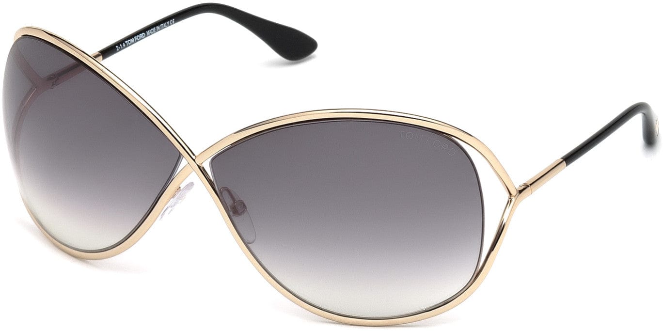 Tom Ford FT0130 Miranda Geometric Sunglasses 28B-28B - Shiny Rose Gold/ Gradient Smoke Lenses