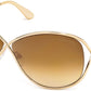 Tom Ford FT0130 Miranda Geometric Sunglasses 28F-28F - Shiny Rose Gold / Brown Lenses