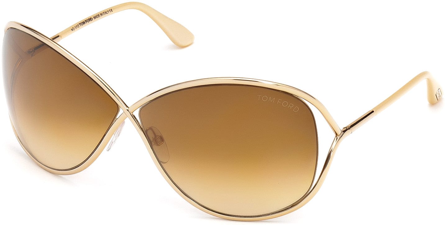 Tom Ford FT0130 Miranda Geometric Sunglasses 28F-28F - Shiny Rose Gold / Brown Lenses
