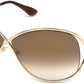 Tom Ford FT0130 Miranda Geometric Sunglasses 28G-28G - Shiny Rose Gold/ Gradient Brown Flash Lenses