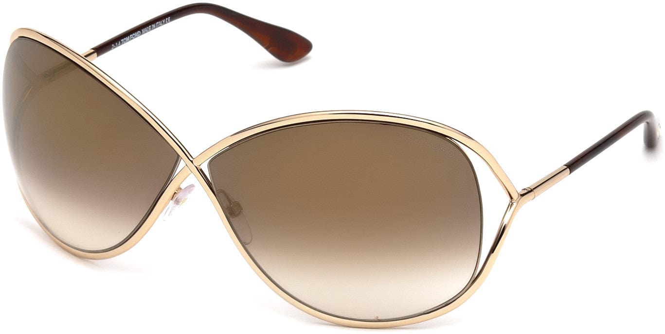 Tom Ford FT0130 Miranda Geometric Sunglasses 28G-28G - Shiny Rose Gold/ Gradient Brown Flash Lenses