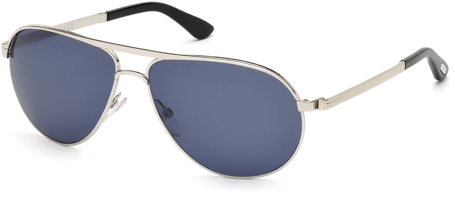 Tom Ford FT0144 Marko Pilot Sunglasses 18V-18V - Shiny Rhodium / Blue Lenses